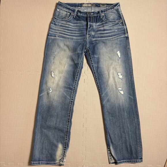 Buckle Other - BKE Tyler Straight Mens Jeans Size 36 Medium Wash Embroidered Distressed Cowboy